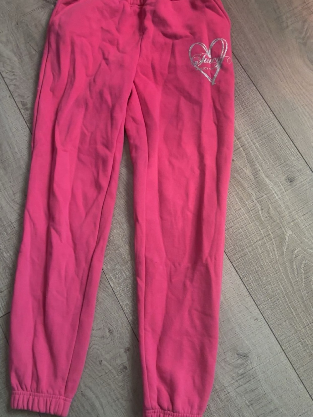 Juicy Couture Bright Pink Jogger Pants with Silver Heart Detail